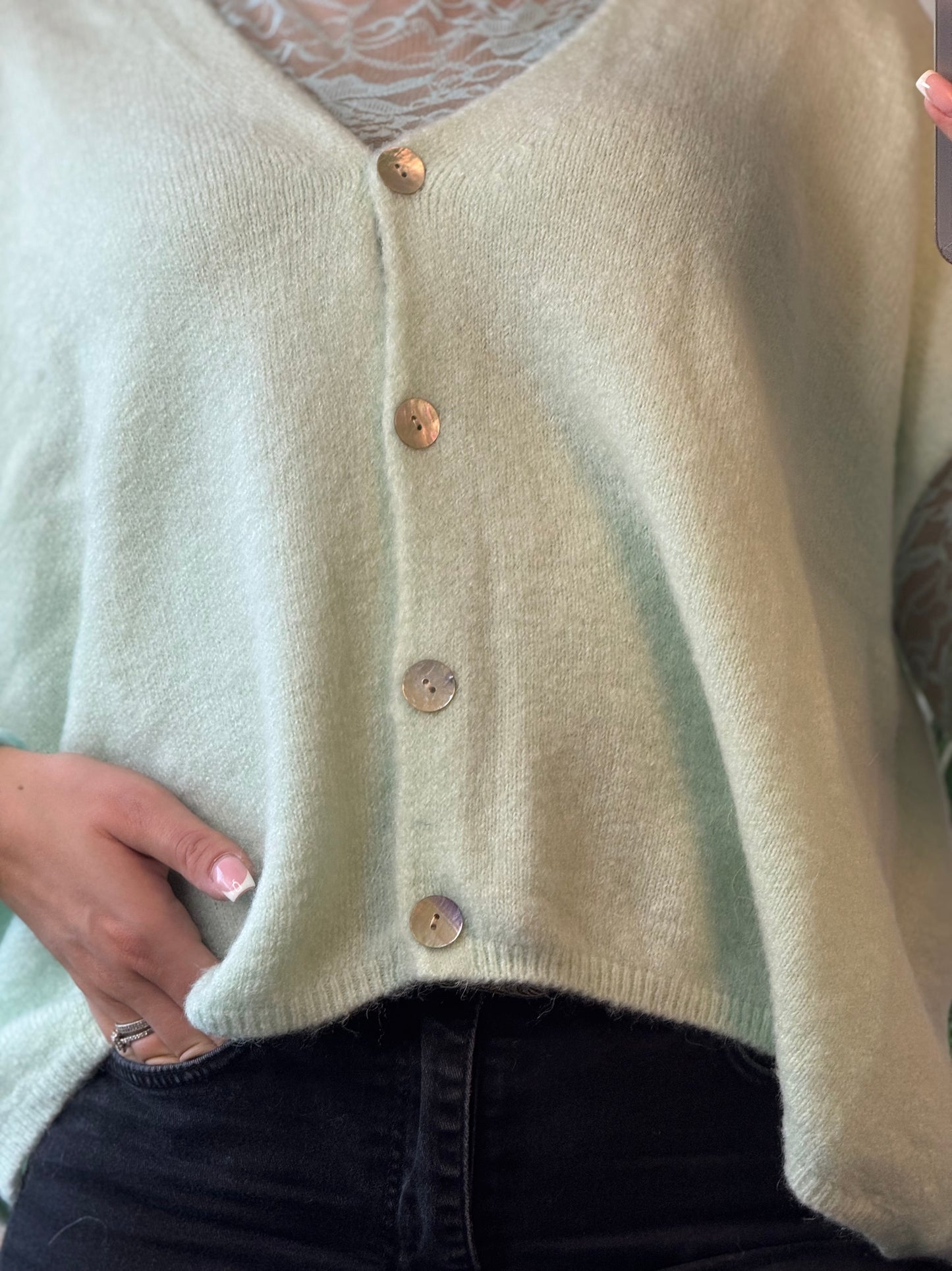 Gilet doux menthe – coupe oversize