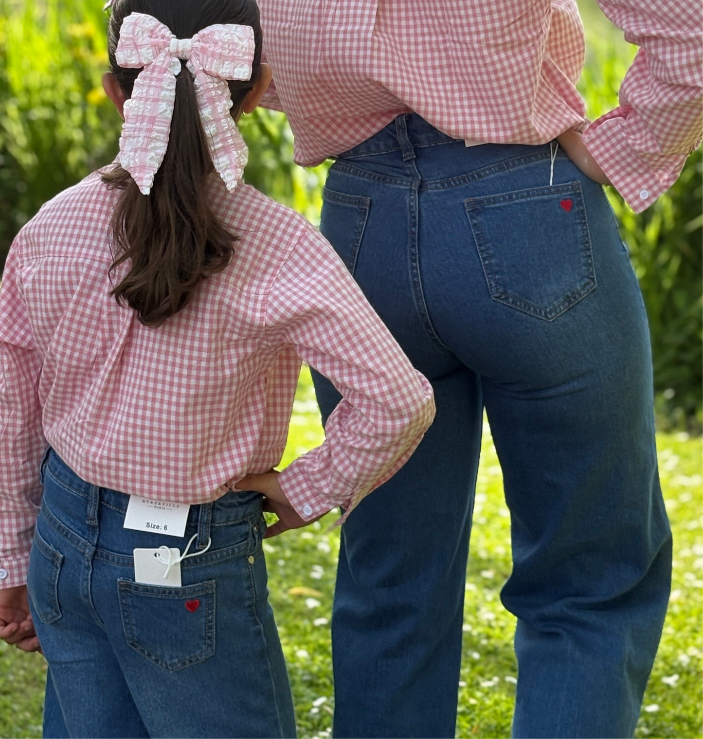Jean matchy-matchy enfant – Détail cœur rouge