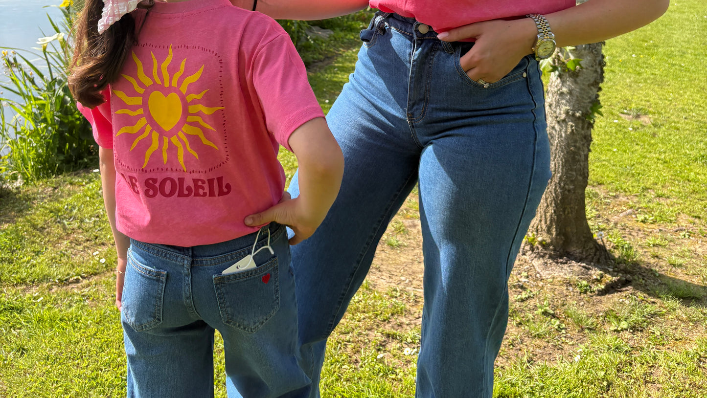 Jean matchy-matchy enfant – Détail cœur rouge