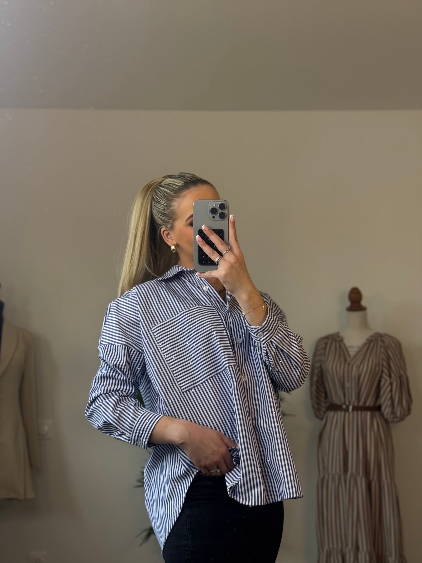 Chemise Rayée Strass