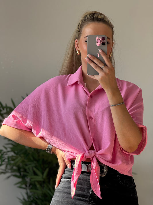 Chemise rose – coupe loose & nouable