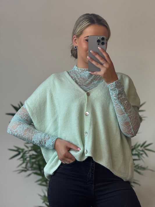 Gilet doux menthe – coupe oversize