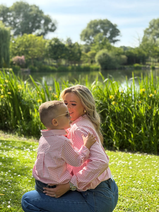 Chemise enfant unisexe – Rose Vichy